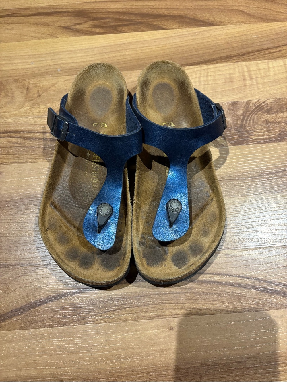 Birkenstock Gizeh Metallic Blue Thong Sandal Womens Size 39 US 8-8.5